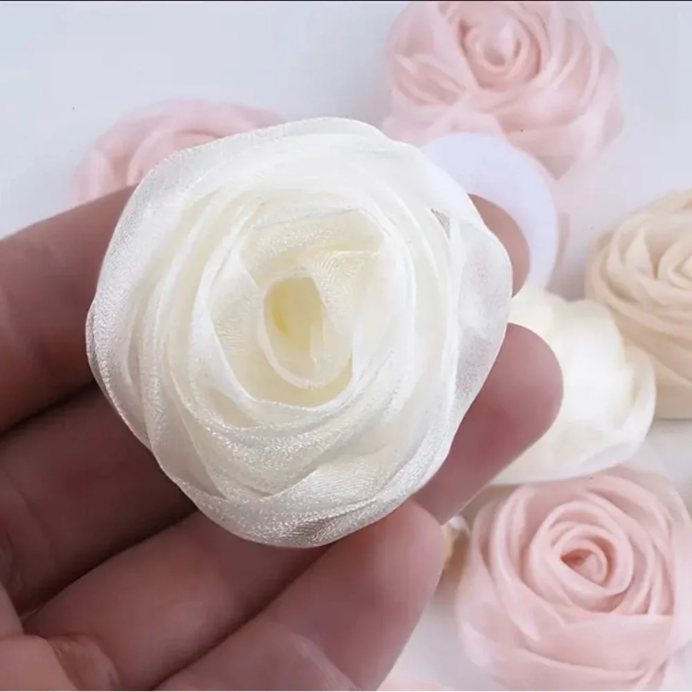 Sapphire Blue Satin Roses Embellishments Jewelry, Home, Crafts Clothes New 4pcs